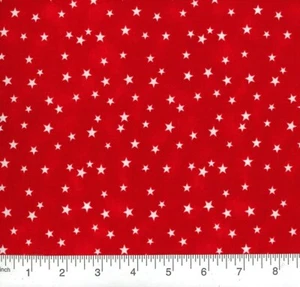 108" Extra Wide Fabric Quilt Backing by the yard Cotton Patriotic Stars on Red - Picture 1 of 1