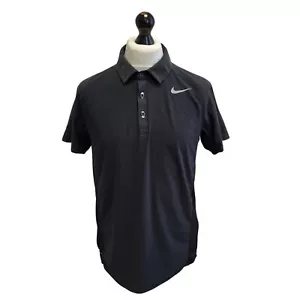 Nike Dri-Fit Black Short Sleeve Polo Sports T Shirt Top Uk Men's M EU 50 F664 - Picture 1 of 4