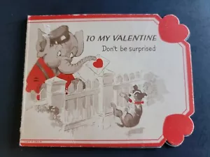 Lov-O-Gram anthropomorpher Elefant Postbote Vintage um 1920 faltbar Valentinstag - Bild 1 von 4