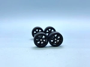 Ruedas de goma extra largas R480 Hot Wheels 1/64 Real Riders # TE37 negras de 12 mm - Imagen 1 de 4