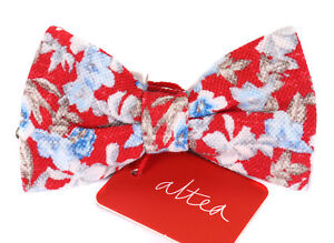 NWT ALTEA Milano cottonBOW TIE red floral luxury handmade Italy
