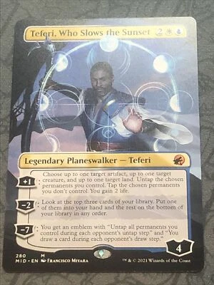 Teferi, Who Slows the Sunset Borderless NM Innistrad: Midnight Hunt MTG Magic - Image 1 of 4