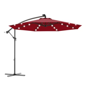 10 Feet Patio Umbrella with Crank and Solar LED Lights - Picture 1 of 16