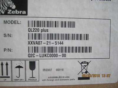 Zebra QL 220 Plus Mobile Thermal Printer Wireless 802.11  Q2C-LUCK0000-00 in Box - Image 1 of 3