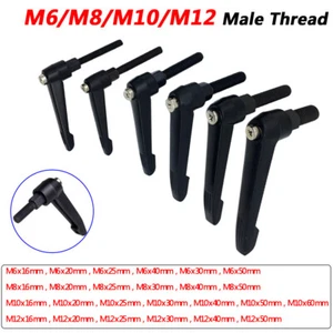 Adjustadle Fixing Crank Rotary Handle Lever M6/M8/M10/M12 Male Thread Stud Black - Picture 1 of 7