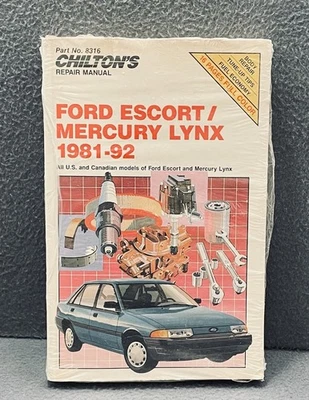 Manual de reparación de Chiltons Ford Escort Mercury Lynx 1981-92 #8316 sellado de fábrica nuevo en stock Foto 1 de 4