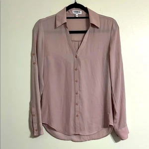 Camisa Express Portofino Para Mujer Rosa Polvo Abotonada Ligeramente Transparente Blusa - Imagen 1 de 7
