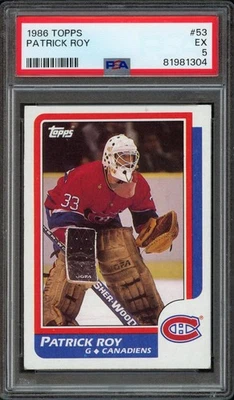 1986 Topps Patrick Roy 53 PSA 5 EX Rookie RC Montreal Canadiens HOF - Image 1 of 2