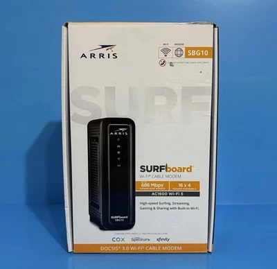 ARRIS SBG10 SURFboard  AC1600 Dual-Band Cable Modem  Router - Black - Image 1 of 4