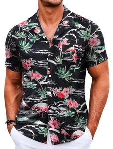 COOFANDY Mens Hawaiian Shirts Short Sleeve Tropical Shirts Casual Summer Beac... - Picture 1 of 6