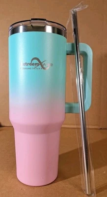 40 oz Tumbler with Handle. Cupholder Friendly  Multicolor With Metal Straw - Image 1 of 3