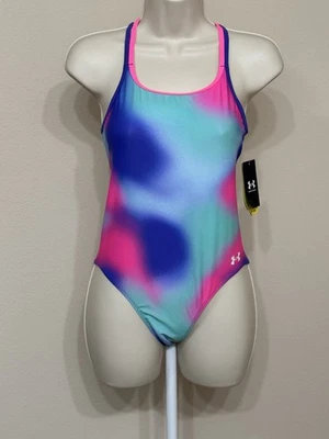 Under Armour Girls Multicolor Stretch Round Neck Pull On One Piece Swimsuit 14 - Image 1 of 4