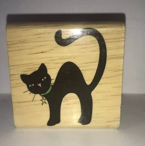 NEW Black Cat Halloween Rubber Stamp Canadian Maple Collections Square Kitty - Bild 1 von 5