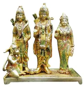 Brass Ram Darbar Statue Rama Sita Lakshman Hanuman Idol Antique Finish 8 Inch - Picture 1 of 4