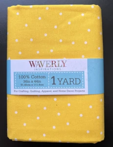 Waverly Inspirations Yellow Small White Dots Cotton Fabric 1 Yard x 44in NEW - Picture 1 of 2