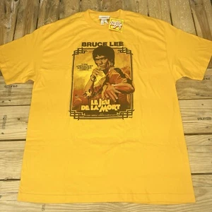 Vtg Y2K New Old Stock Bruce Lee Le Jev De La Mort Yellow Graphic Shirt Men's XL - Picture 1 of 8