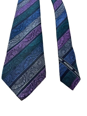 CRAVATTA MISSONI VINTAGE ALL SILK ITALY SETA SOIE SEIDE SEDA CORBATA UOMO Pasley - Image 1 of 4