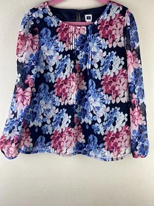 Janie And Jack Girl's Size 5 Blouse Floral Sheer Sleeves Pleated Front - Picture 1 of 9