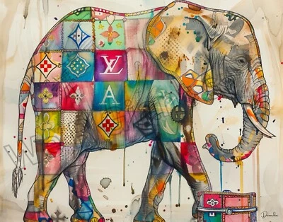 Arte de pared de moda inspirado en la moda con estampado de elefante 11x17 decoración de pared de Denardai Foto 1 de 2