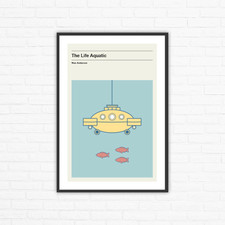 Wes Anderson, The Life Aquatic Submarine Jacqueline Minimalist Movie Poster