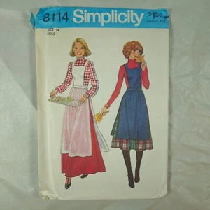 Simplicity #8114 Damen Schürze Pullover & 2 Länge Rock Muster 1977 Größe 14 (X) - Bild 1 von 2