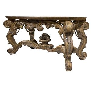 1149-801: Vintage Italian Baroque Carved Wood Console Table