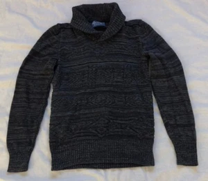 MENS AMERICAN RAG SIZE S TEXTURED SHAWL COLLAR BLACK KNIT SWEATER - Picture 1 of 2