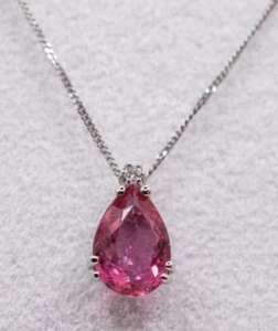 COLLANA IN ORO 18kt. CON DIAMANTI E TORMALINA ROSA NATURALE ct. 2,20 - Foto 1 di 3