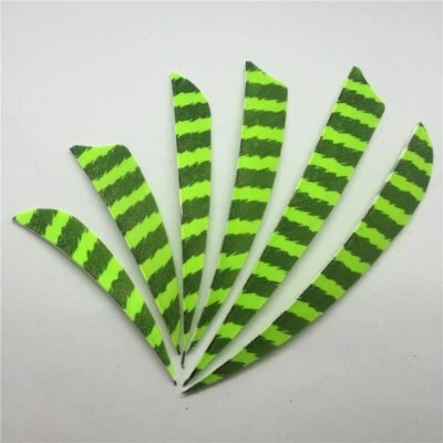 50pcs 3" 4" 5" Striped Fluorescent Green Archery Fletches Fletching Feathers - Image 1 of 4