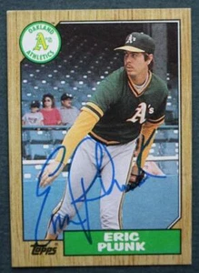 Oakland A's star Eric Plunk Autographed / signed 1987 Topps baseball card NICE-- - Imagen 1 de 1