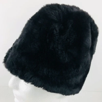 Sombrero de invierno vintage de fábrica de pieles de Moscú talla pequeña/mediana gorra negra años 80 *arriba Foto 1 de 4