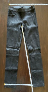 Women's J Brand Elastic Waistband Lamb Leather Suede Leggings Black Size 25 - Picture 1 of 12