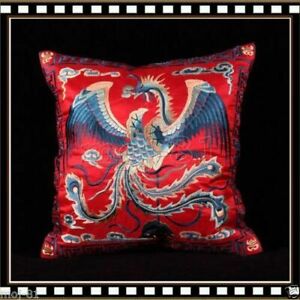 Chinese Handmade Silk Decorative Embroidery "Phoenix" Pillow Cushion Cover New