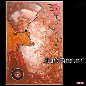 pittura astratta contemporanea originale paesaggio cosmico universo pianeta sole - Foto 1 di 12