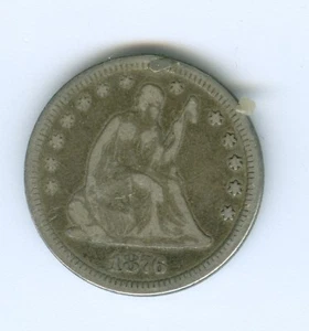 1876 SEATED LIBERTY QUARTER LOVE TOKEN - Picture 1 of 2