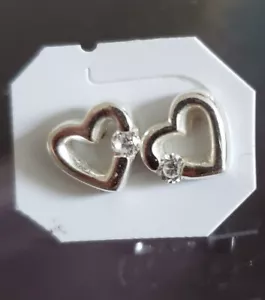 NUEVOS PENDIENTES DE CORAZÓN DE LEY 925 PARA NIÑOS CON DIAMANTES FACETADOS NATURALES GENUINOS - Imagen 1 de 4