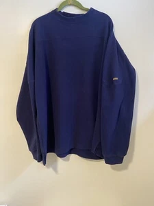 Vintage Men's Large Woolrich Navy Blue Crewneck Fleece Sweatshirt - Picture 1 of 5
