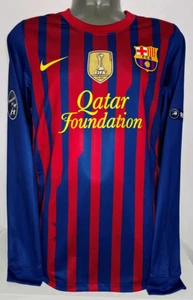 NIKE BARCELONA CHAMPIONS 11 CODE 7 PLAYER LS LONG MESSI L ORIGINAL JERSEY SHIRT - Picture 1 of 5