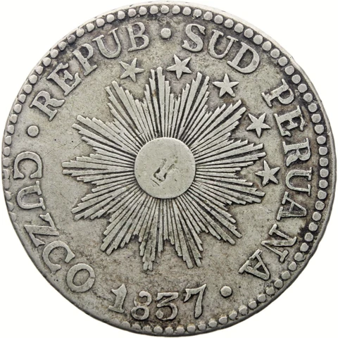 1837 2 Reales South Peru Coin Silver Cuzco Mint (MO3626-) Cover