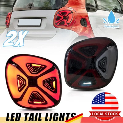 Pair Smoked LED Tail Lights For 2015-2019 Mercedez Benz Smart 453 Fortwo/Forfour - Image 1 of 4