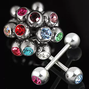 Value Pack of 12 Mixed Colour Tongue Bars / Barbells Piercings Surgical Steel - Picture 1 of 1