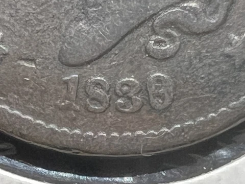 1839/6 Very Rare Overdate N-1/R-3 Variety Coronet Large Cent grades at Good+ Cover