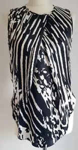 Blusa para mujer Malene Birger talla 34 pequeña 100 % seda estampado de cebra manga menos - Imagen 1 de 7