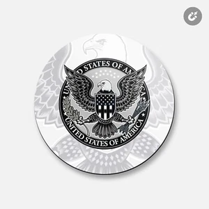 Usa Flag Eagle Badge Black Animal | 4'' X 4'' Round Decorative Magnet - Picture 1 of 2