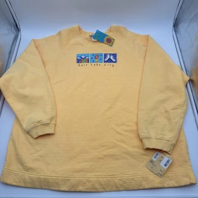 Fresh Produce Sudadera Amarilla Mujer XL SLC EE. UU. Cómoda Salón Acogedora Brillante Foto 1 de 4