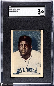 1952 Berk Ross New York Giants HOF Willie Mays Rookie Baseball Card SGC 3 VG - Picture 1 of 2