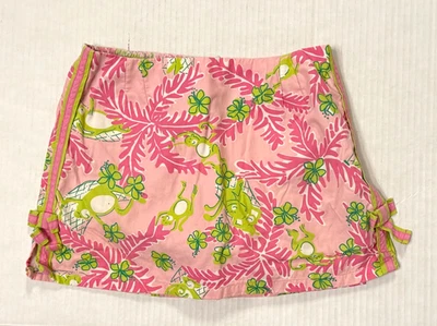 VTG Lilly Pulitzer girls size 6X short pink/green frog print shorts under great! - Image 1 of 4