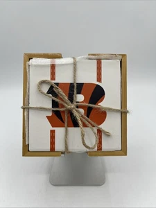 Set of 4 Cincinnati Bengals NFL Coasters New Ceramic Coaster Set Free Ship - Picture 1 of 5