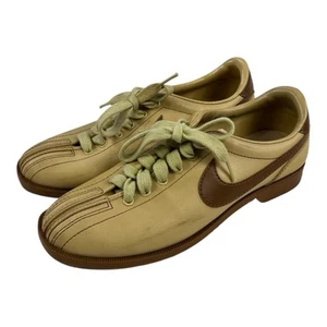 Vintage 80s Nike Bowling Shoes 830810 Tan Brown Split Toe Mens Size 7 Womens 9.5 - Picture 1 of 12