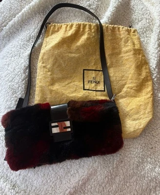 Bolso de hombro baguette de piel de conejo Fendi 2010 RARO Foto 1 de 4